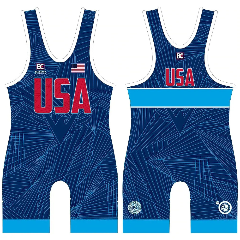 The USA Wrestling Singlets Suit Mens Coverall Training Freestyle Wrestling Skinsuit Boxing GYM One Piece Sleeveless Bodysuits 240711