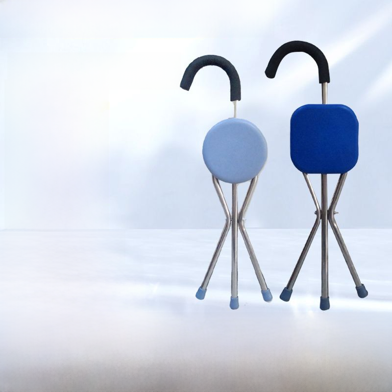 Factory direct stainless steel crutch stool for the elderly Cane stool for going out hiking crutches Cane stool