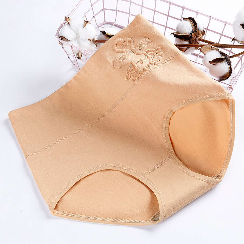 Pure Cotton Triangle Pants Embossed Postpartum High Waisted Abdominal Large Size Underwear Calecon Underwear Women Women Underwear Underwears Woman
