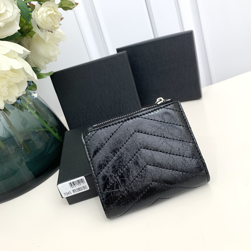 Luxury Designer Women Oil wax leather Fold Wallets genuine leather Coin Purses fashion Wallets