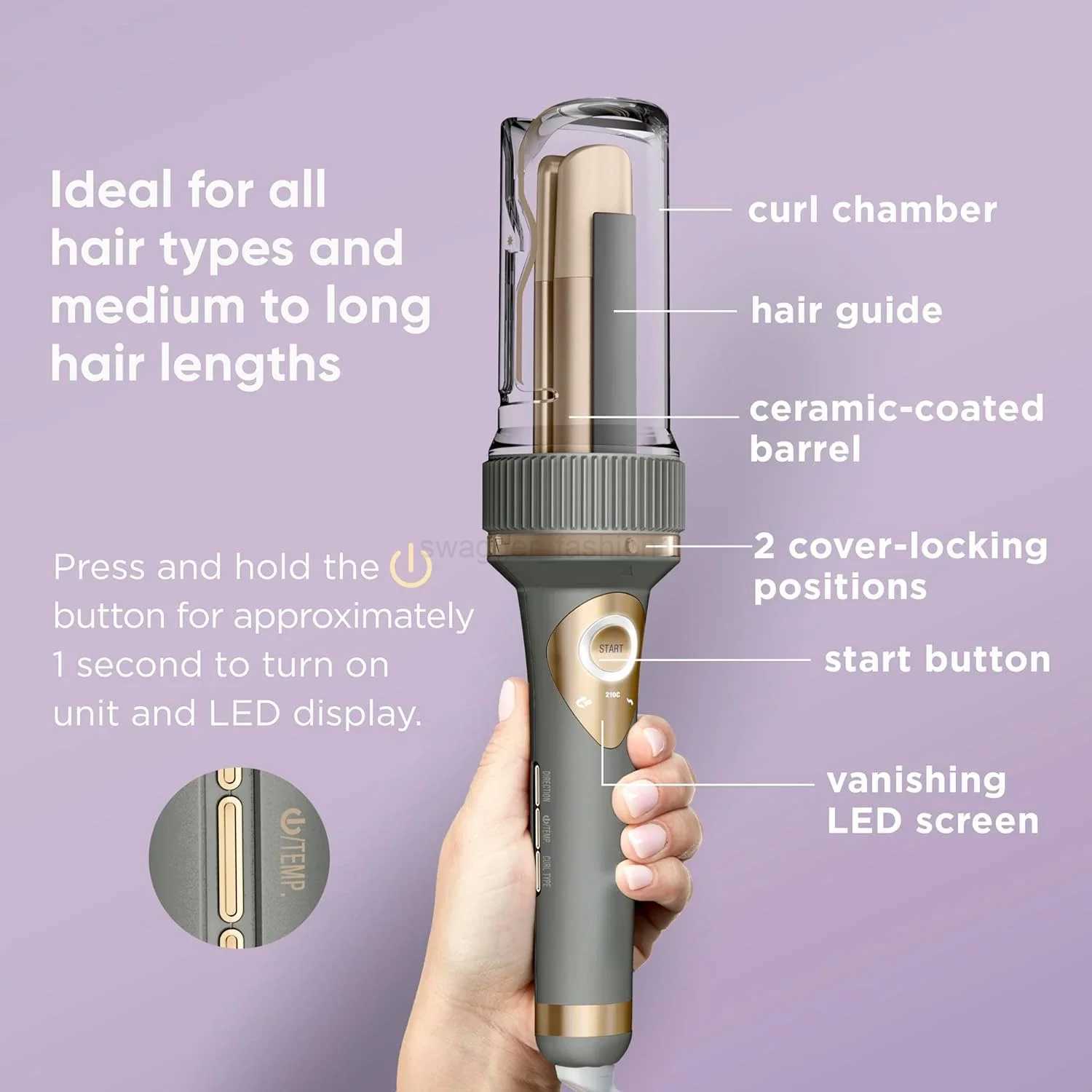 Curl Secret INFINITIPRO Automatic Curling Iron with 1 1/4-inch Barrel - Professional Hair Curler for All Hair Types and Medium tB240719