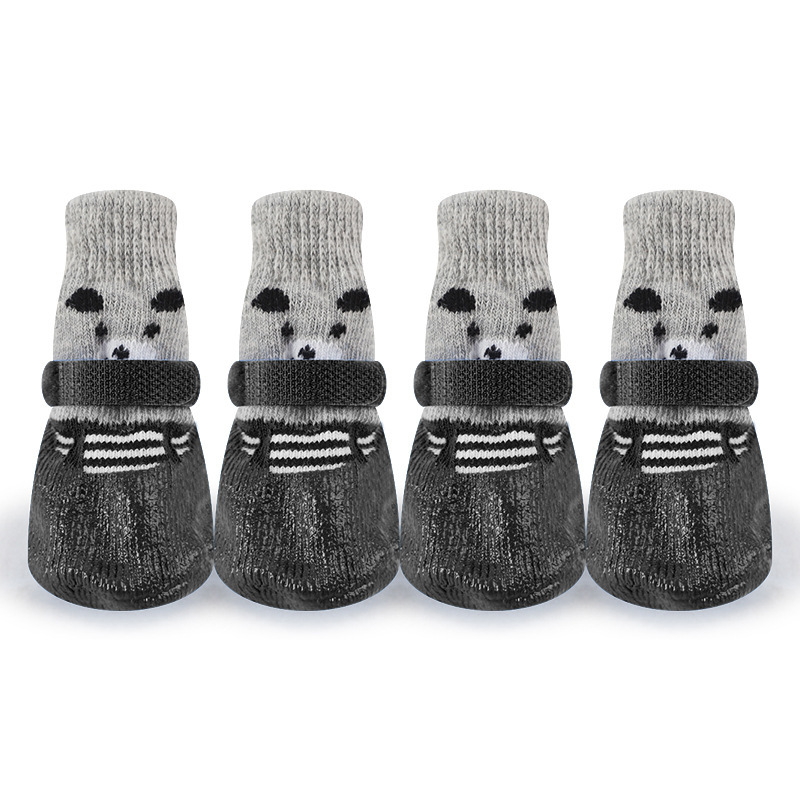 4pcs/Set Cute Cotton Rubber Pet Dog Shoes Waterproof Non-slip Dog Rain Snow Boots Socks For Puppy Large Small Cats Dogs