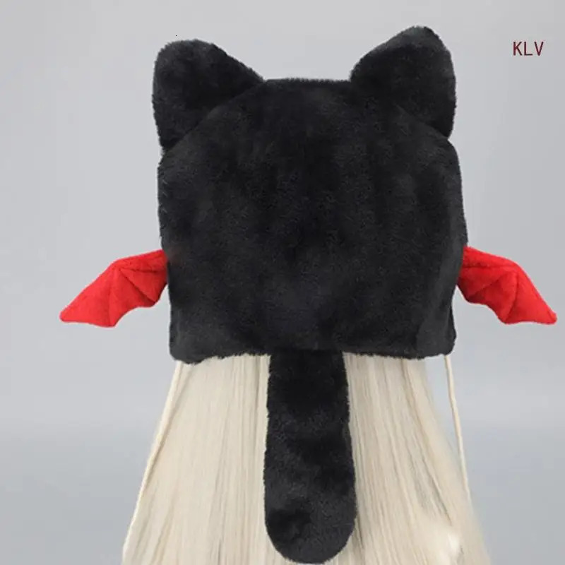 Girls Kitten Hat Y2K Furry Ears Hat Furry Kitten Head Gifts Warm Winter Hat Adult Children Furry Head Winter Po Props 240712