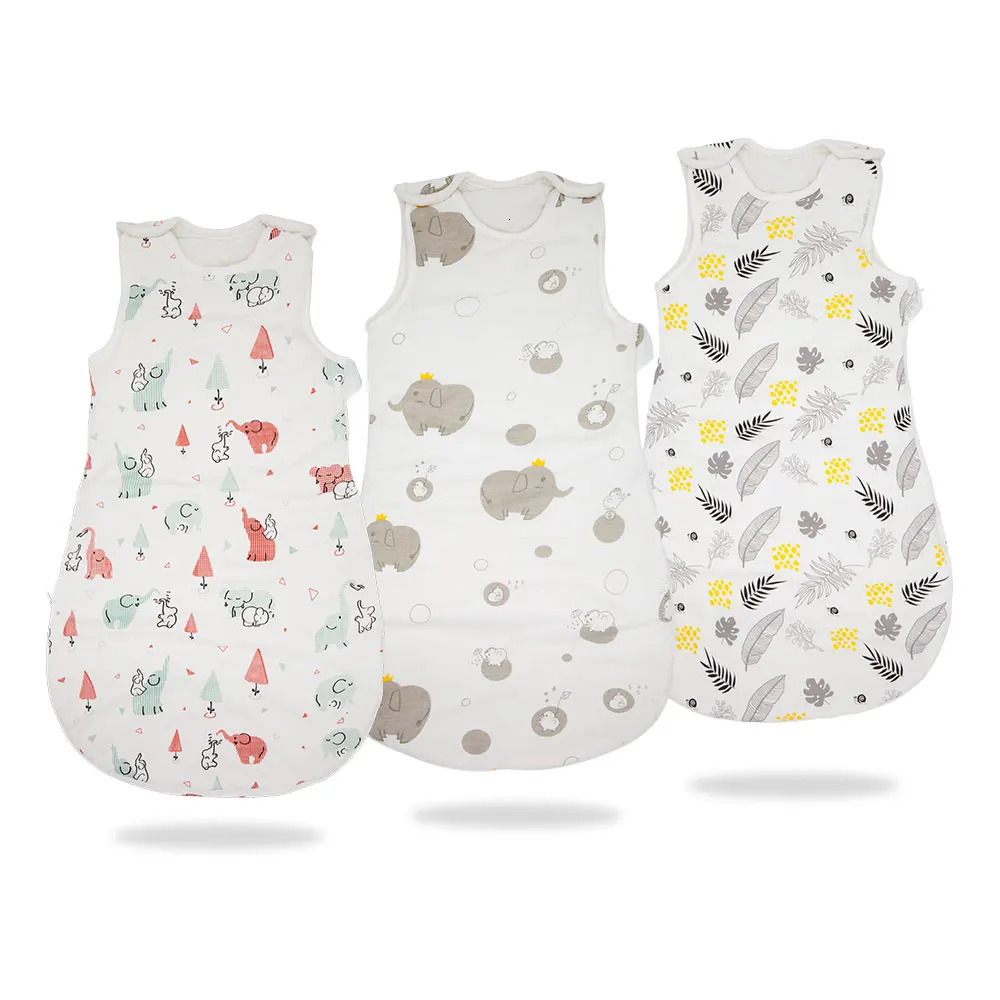 Baby Sleeping Bag Vest Sleep Bag With Sleeves Detachable Convenient Change Diaper 100% Cotton Printed born Baby Carriage Sack 240713