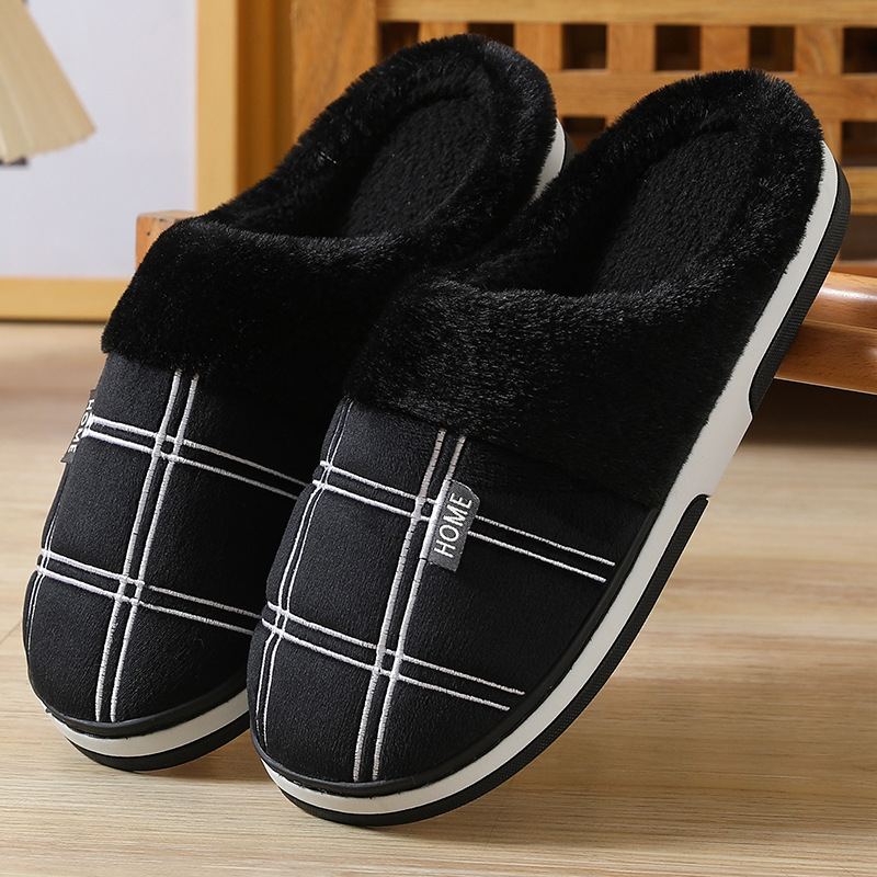 Oversized Warm Cotton Slippers Men's Winter Indoor Slides | Large Sizes 48-51