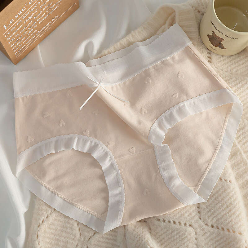 5A Antibacterial Cotton Comfortable Breathable Love Cute Girls' Lace Edge Non Trace Women's Underwear Women Underwear Underwear Women Calzon