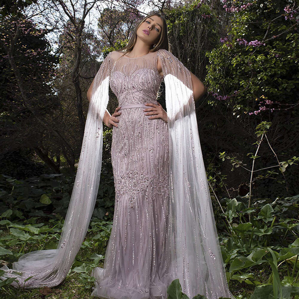 Dubai Mermaid Women Evening Dresses 2023 With Belt Crystal Prom Beading Long Graduation Formal Party Gowns Robe De Soiree