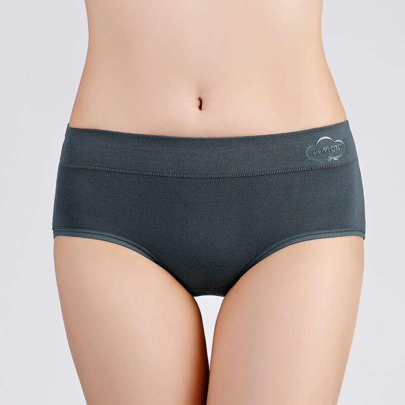 Graphite Pure Cotton Printed Triangle for Women, Mid Waist Antibacterial Underwear Calecon Panties Calzoncillos Underwear Women Lingerie