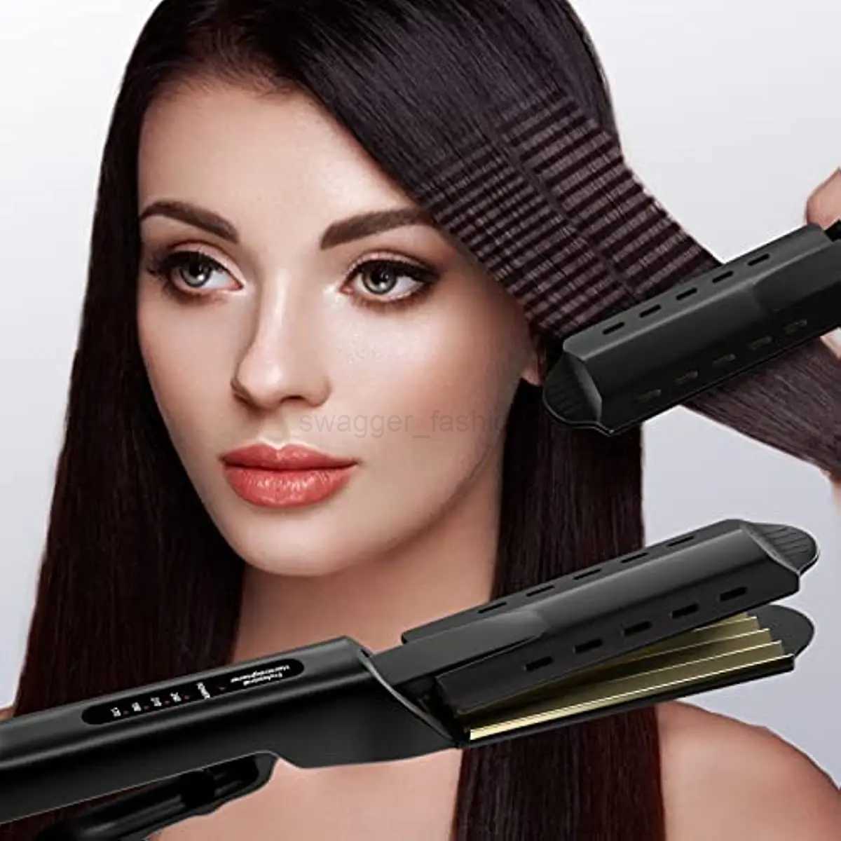Professional Ceramic Corrugated Iron Electric Curling Crimped Wide Plates Beauty Hair Iron For Hair Wave Corrugation Flat IronsB240719