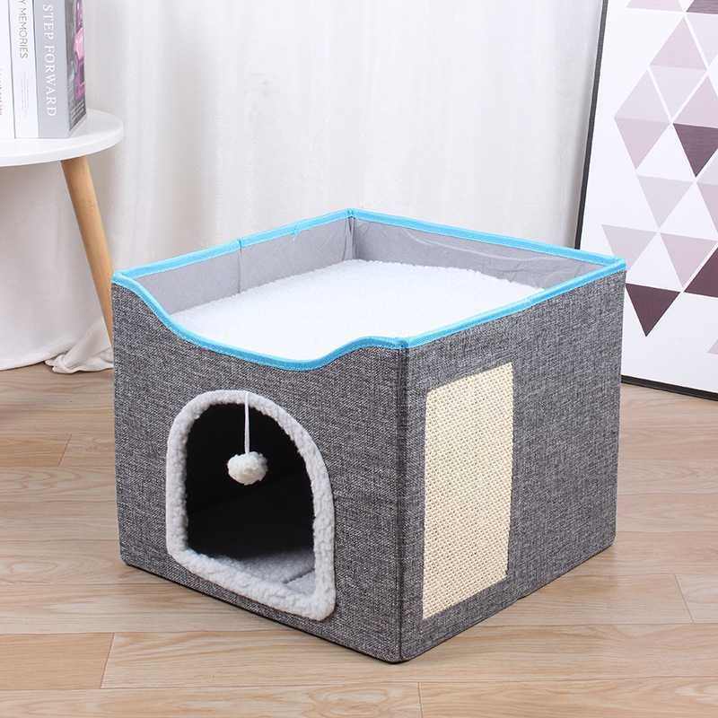 Linen Home Pet Bed for Cats and Dogs