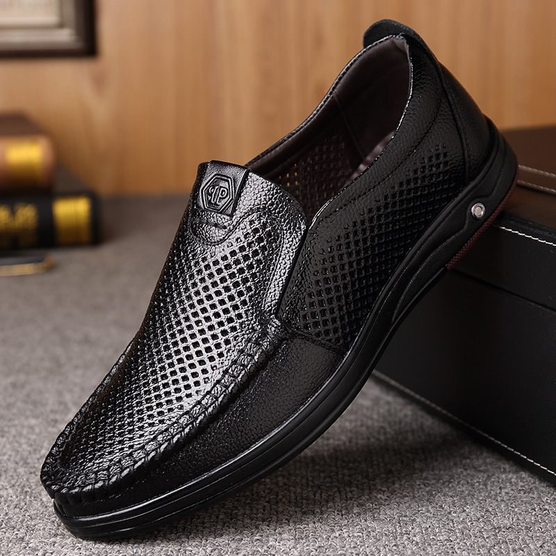 Men's Summer Loafers Shoes Genuine Leather Soft Man Casual Slip-on Cutout Shoes Cowhide Summer Loafers 2023