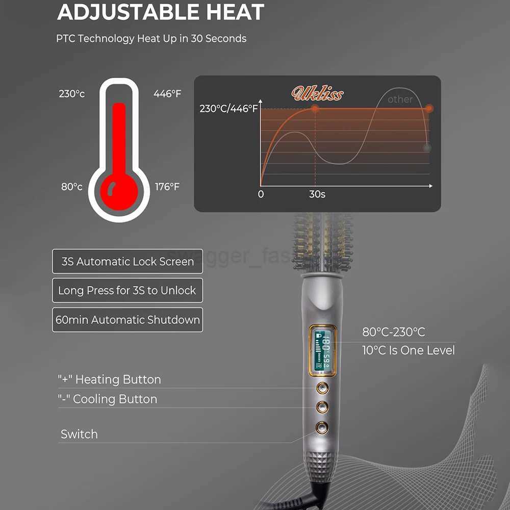 Thermal Brush Hot Air Brush One-Step Hair Dryer and Volumizer Styler and Heated Curling Iron Hair Curler Hot Air Styling BrushB240719