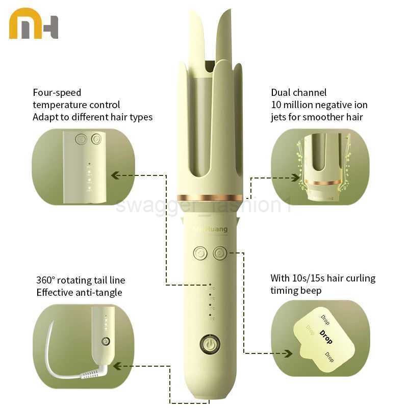 MinHuang Automatic Curling Iron 32 mm Big Roll Anion Ceramic Hair Curler 4-Speed Adjustable Fast Heating Fashion Styling ToolsB240719