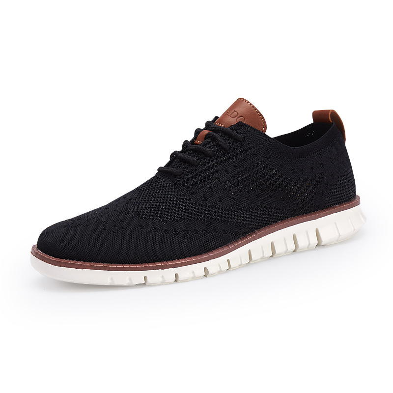 men's Shoes summer Lace up lightweight British Dress Footwear Fashion hollow breathable knitted mesh Flats Shoes 2023