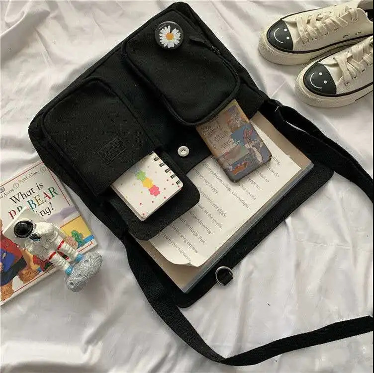 2023 Women Canvas Messenger Bag Youth Ladies Fashion Shoulder Bag Student Large Capacity Female Crossbody Bags Woman Packet