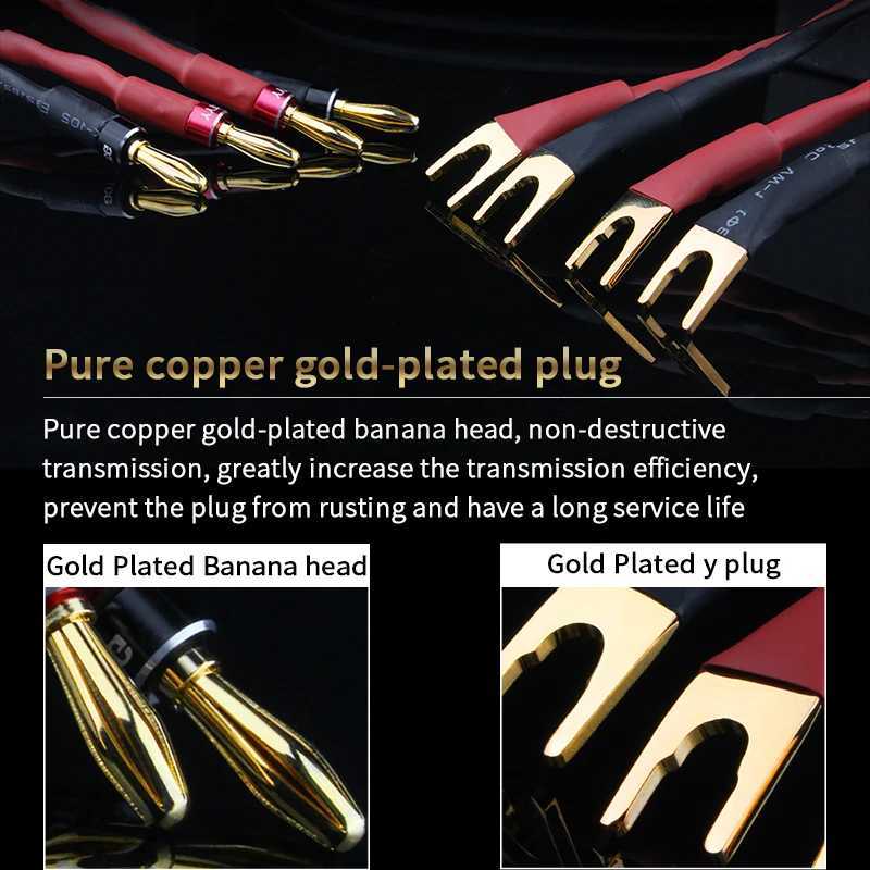 A pair HIFI Speaker audio Cable High Quality OFC Speaker Wire For Hi-fi Systems Y Plug Banana Plug Speaker CableCL240719