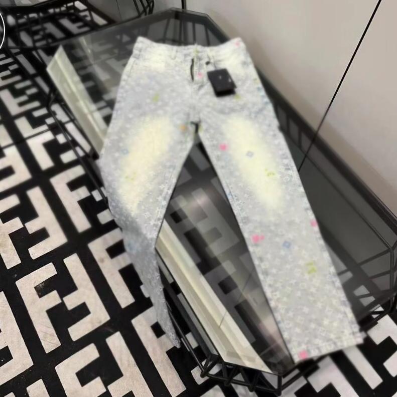 Jeans Women Designer Denim Pants Letters Printed Blue High Waist Straight Pants Womens Clothing free shipping