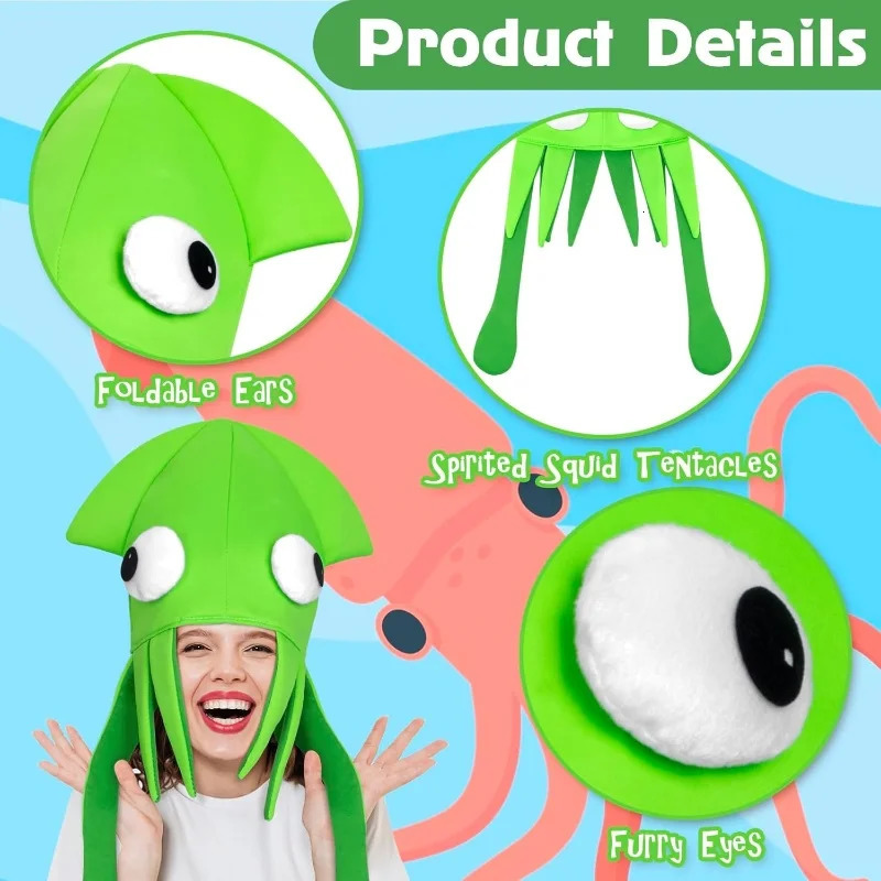 Funny Hats for Adults Squid Octopus Hat for Halloween Christmas Food Costume Party Supplies 240715
