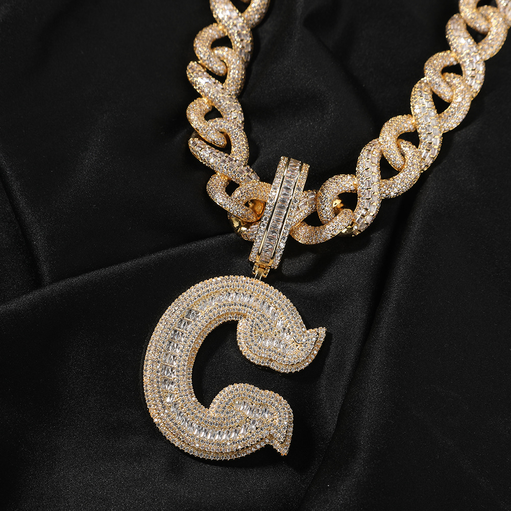 Hip Hop A-Z Custom Name Letters Pendant Necklace 5A T Zircon Women Mens Jewelry