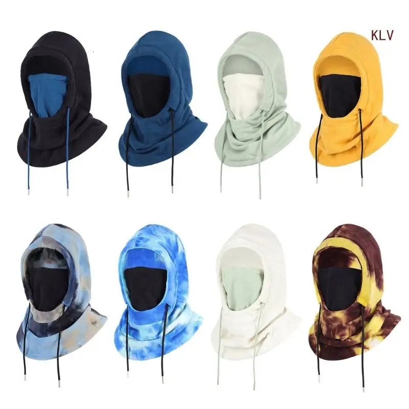Cycling Hat Ski Winter Windproof Hat Outdoor Sports Bib Cold Padded Hoodies Mask Fleece Warm Hat Driving Neck Guard Hat 240712