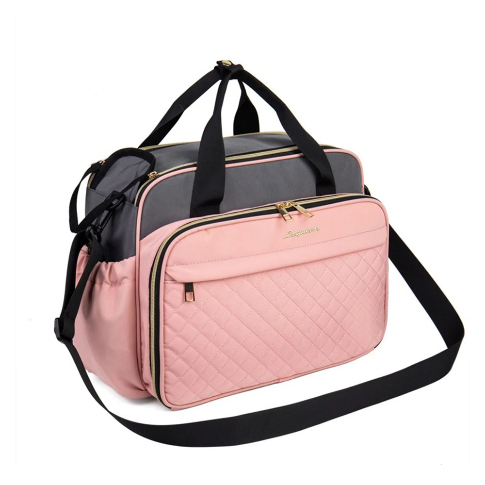 Diaper Bag Baby Care Bag Mom Nappy Pink Gray Large Capacity Baby Diaper Bag Baby Care Backpack 240704