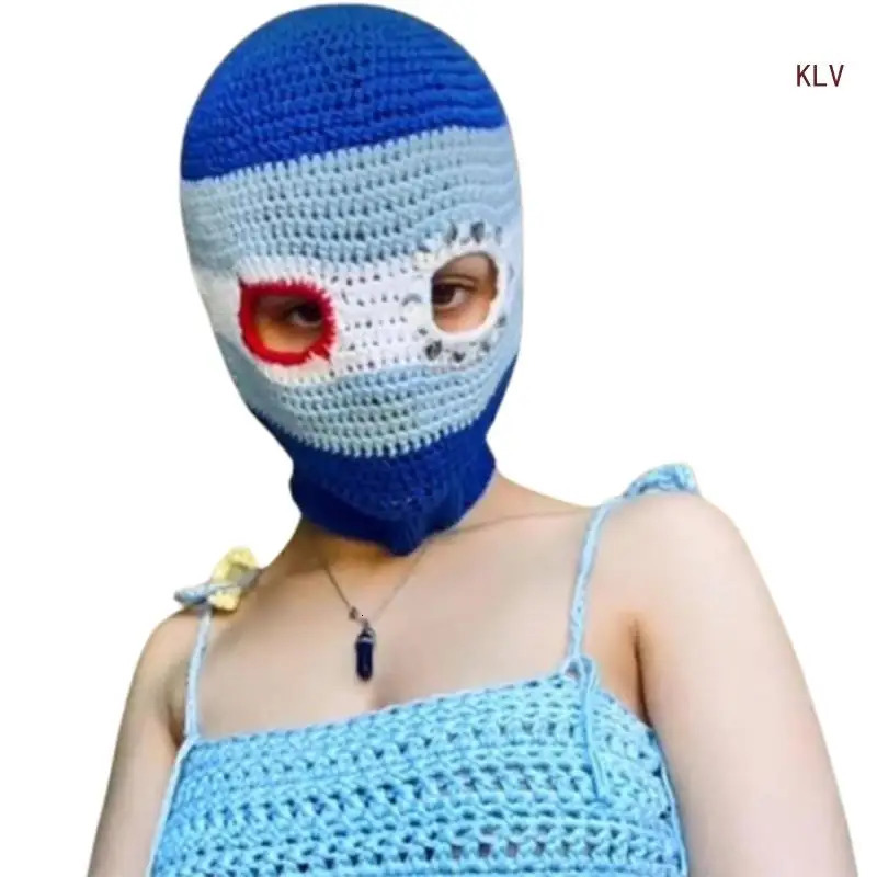 Novelty Full Face Cover Hat Knit Balaclava Cap for Women Girl Winter Warm Hat Adult Halloween Costume Role Playing Cap 240712