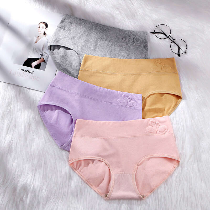 Cotton Antibacterial 3D Embossed Women's Large Size Pure Cotton Mid Waist Underwear Calecon Calzoncillos Panties Women Underwear Lingerie Underwe
