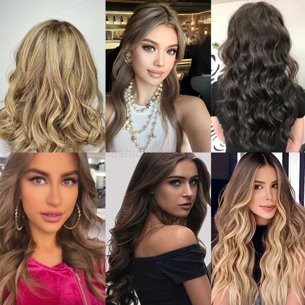 Synthetic long curly wavy hair 16 clip heat-resistant synthetic fiber hair ExtensionX240719