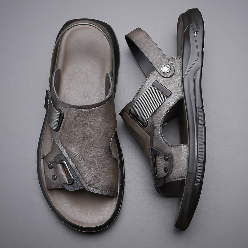 2023 Men Leather Sandals Shoes Sale Waterproof Slip On Casual Cow Leather Male Soft Men's Sandals Sole Summer Fashion Slippers