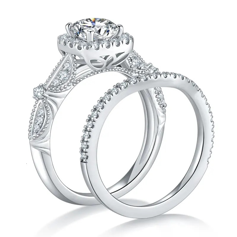 DEZO Wedding Ring Set for Women 1.53 ctw Retro Solid 925 Silver Engagement Ring VVS1 D Color GRA Certificate 240805