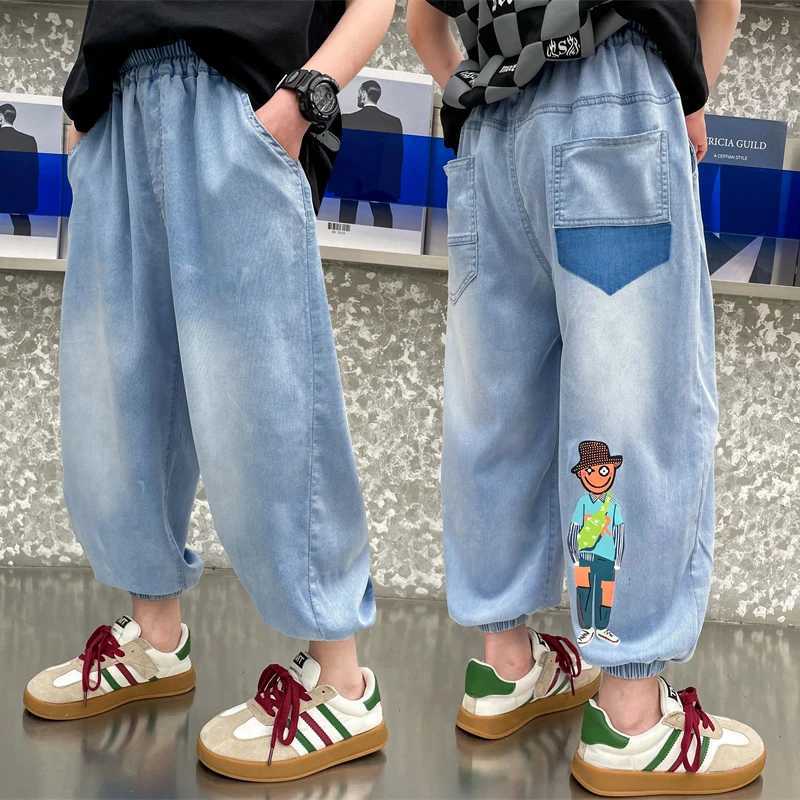 Boy cartoon pattern boy jeans spring autumn childrens jeans casual style childrens clothing 6 8 10 12 14W240718