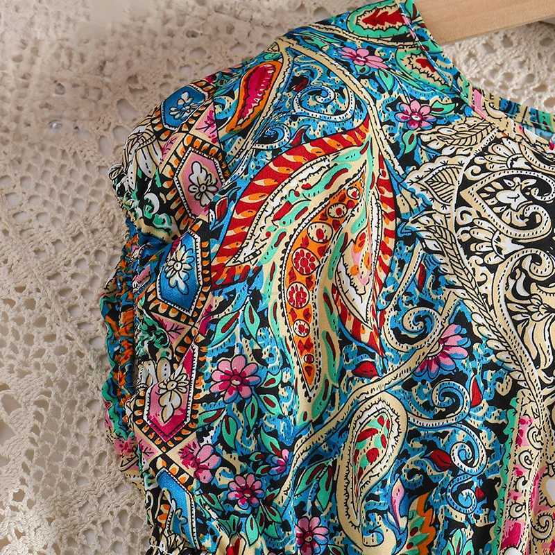 Girl Dress Summer New Retro Floral Print Designed Classic Elegant Daily Casual Holiday Vacation Birthday Party Princess DressXJ240720