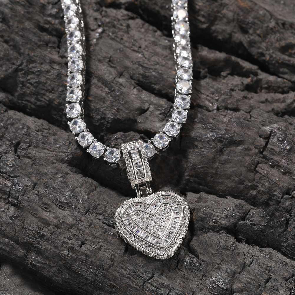 Charm Love Heart Pendant Necklace TopBling 18k Gold Plated 5A T Zircon Jewelry