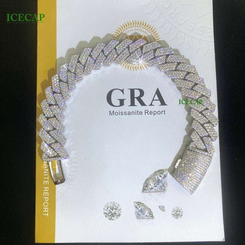 High-end necklace VVS Jewelry Miami VVS Moissanite Sterg Sier Platinum-Plated Men Cuban Chian Bracelet Necklace