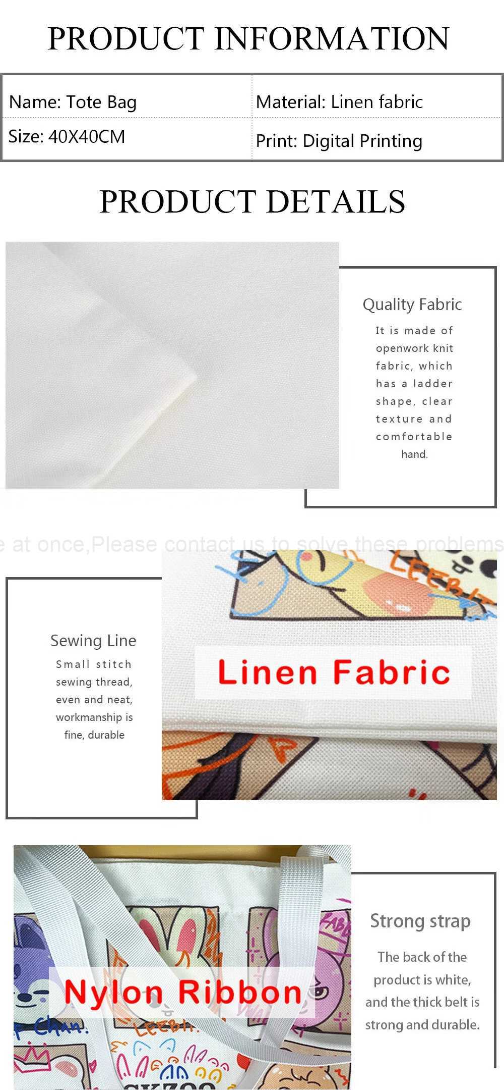 Floral Cat Pattern Tote Bag Aesthetic Canvas School Shoulder Bag Lightweight Grocery Shopping Bag Z240910