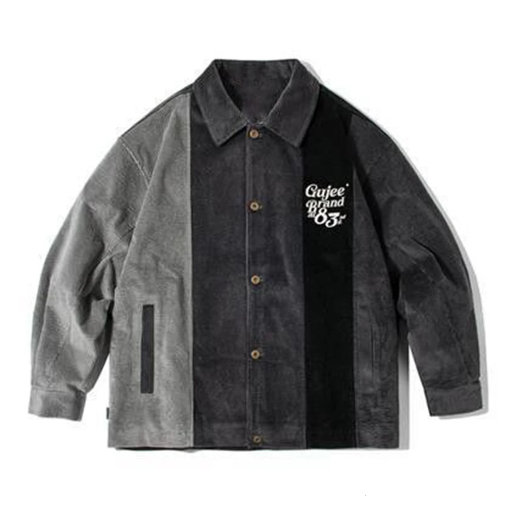 Y2K Fashion Korean Corduroy Jacket Workwear Long Sleeve Shirt High Street Quality Autumn Oversized Cargo Work Baseball Male Tees 240716