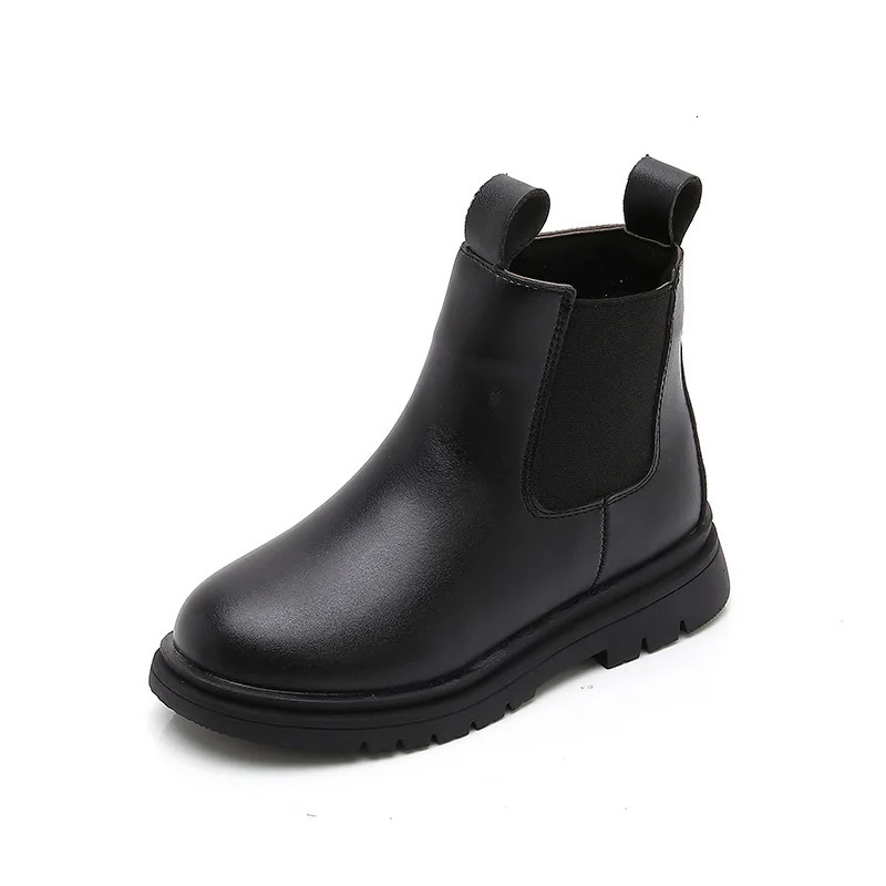 Winter Kids Fashion Martin Boots Childrens Rubber Outsole Non-slip Warm Zipper Leather Ankle Boots Boys Girls Casual Shoes 240710