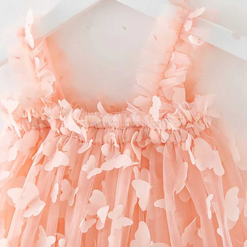 Baby Dress Kids Butterfly Casual Sundress Girl Summer Princess Outfit Children Tulle School Clothes Sleeveless Costume 1-6 YearsXJ240720