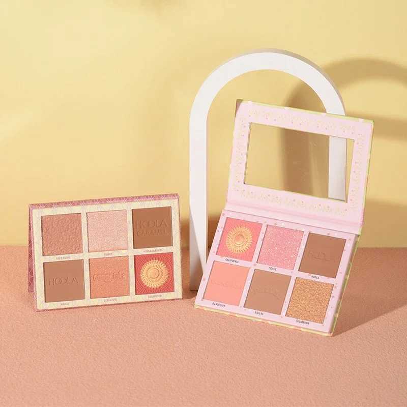 6 color eye shadow palette flash powder blusher tray matte face powder blusher makeup contour highlight kawaii eye shadow setW240730