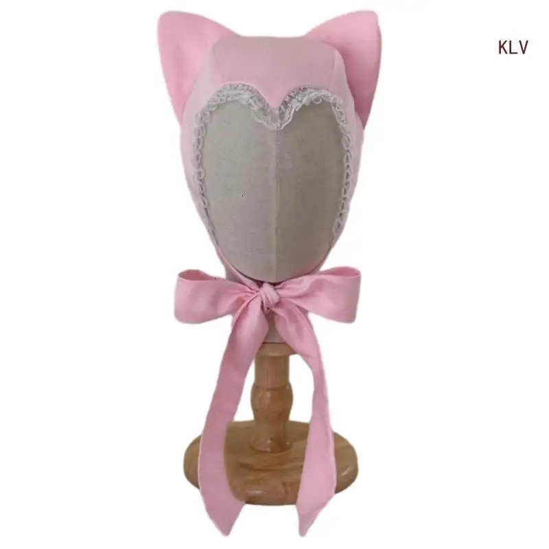 Sexy Ear Lace Hat Animation Costume Bonnet Hat Headpiece Nightclub Lace Caps Women Role Play Birthday Party Accessories 240712