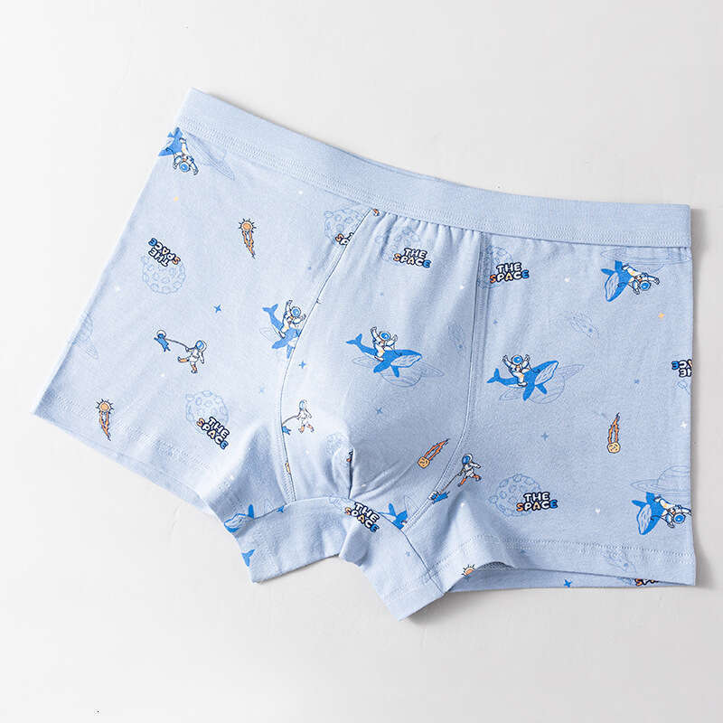 Trendy Pure Cotton Breathable and Antibacterial Properties, Boxer Shorts with Cartoon Printing, Youth Development Period Men's Underwear Mens Und