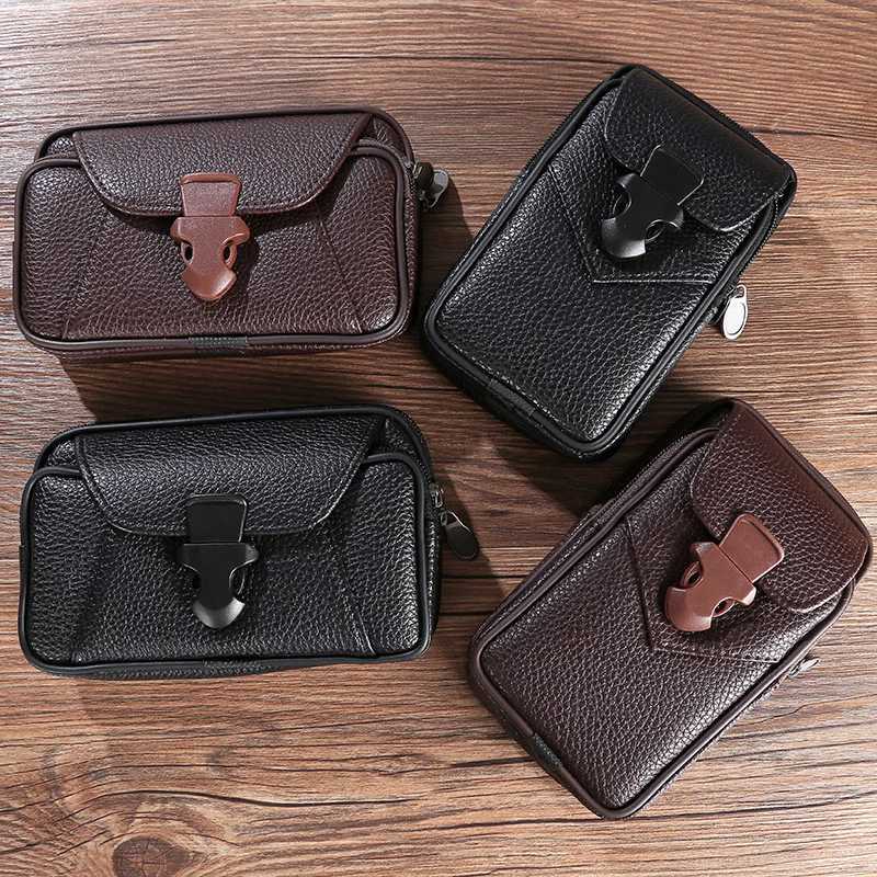 Men PU Leather Waist Bag Universal Bum Bag Cellphone Holster Holder Waist Bag Case Waist Bag phone Cover belt caseXJ240720