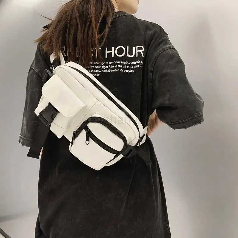 Minimalist Fanny Pack Multi-Pocket Black Mens Handsome Chest Bag Large Capacity Multi-pocket Crossbody Bag Mobile Phone SummeXJ240720