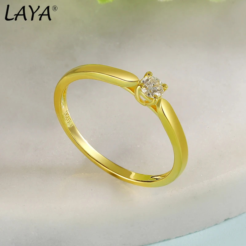 Laya Real 0.1 Carat Womens Wedding Ring High Quality 100% 925 Sterling Silver Simple Engagement Exquisite Jewelry 240805