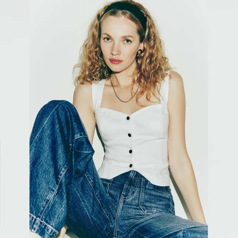 Best Saller Loose Versatile Female Retro Casual Slim Streetwear O-neck Crop Tops Autumn Sleeveless Slim-fit Round Neck Graphic T Shirts Women's T