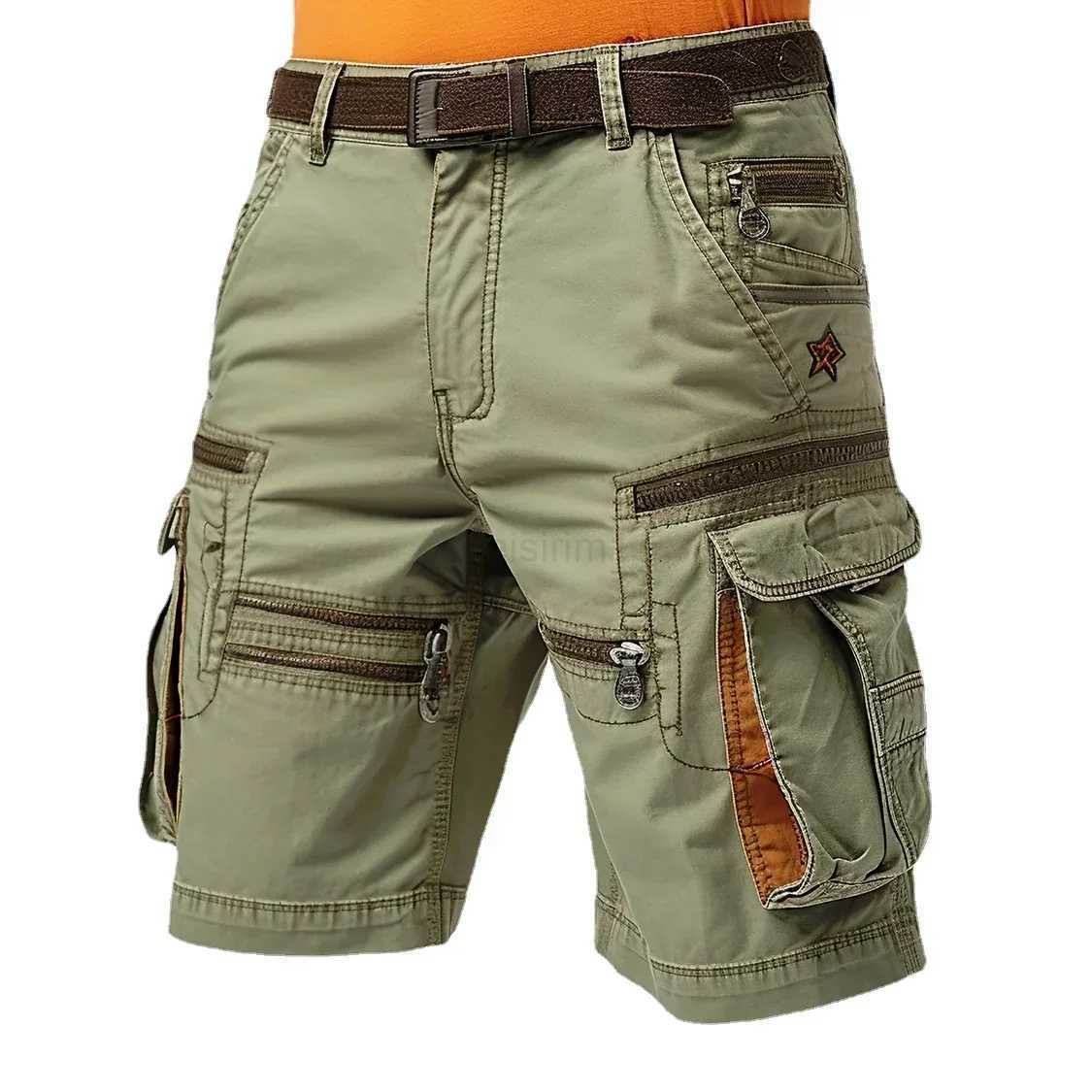 Man Cargo Shorts Stretch Washed Vintage Have Belted and Pockets M240720