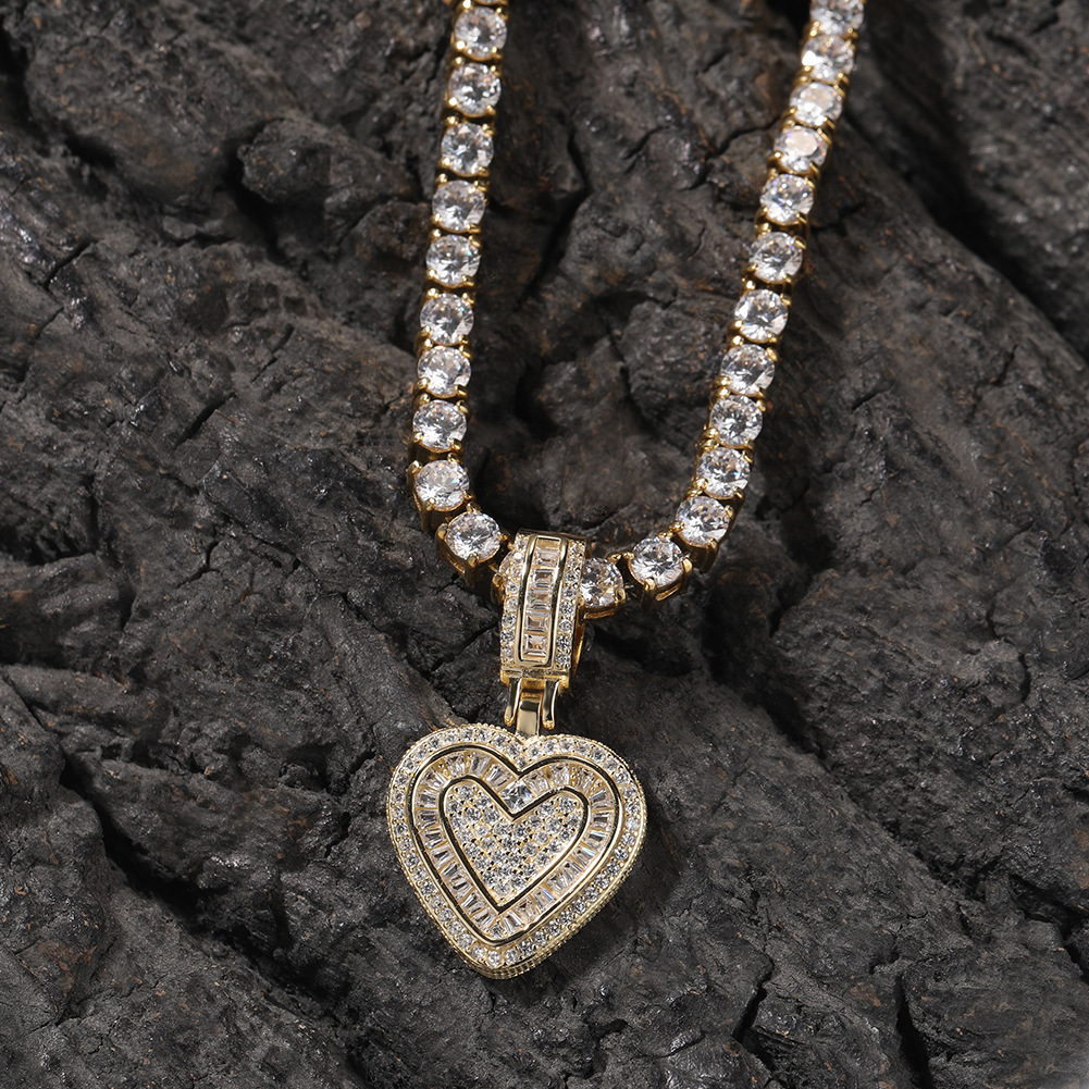 Charm Love Heart Pendant Necklace TopBling 18k Gold Plated 5A T Zircon Jewelry