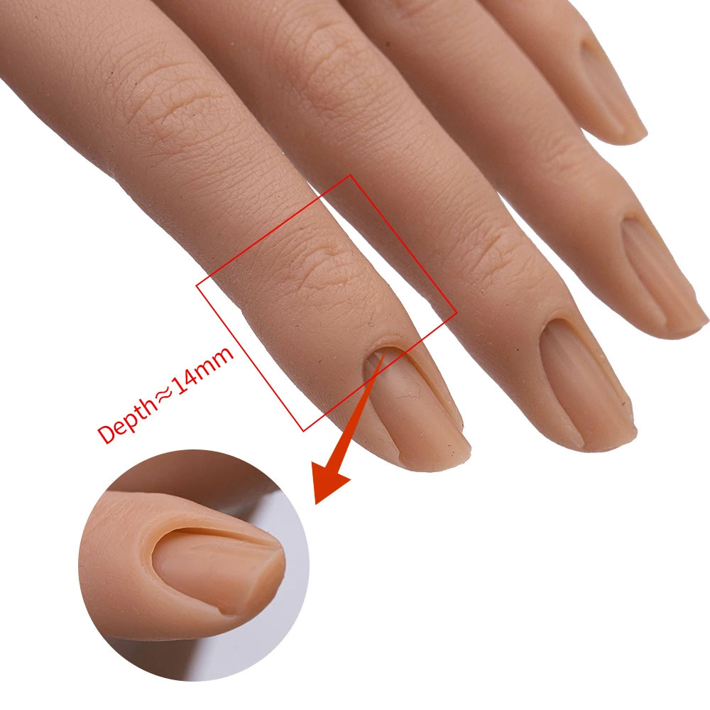 Silicone Practice Hand With Flexible Thickened Nail Groove Fingers And Clip/Holder 240719