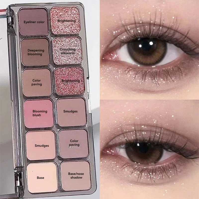 12color Eye Shadow Palette For Swollen Eyelids Matte Pearlescent eyeshadow pallete Long-lasting Natural Brightening Eyes Makeup zxx240720