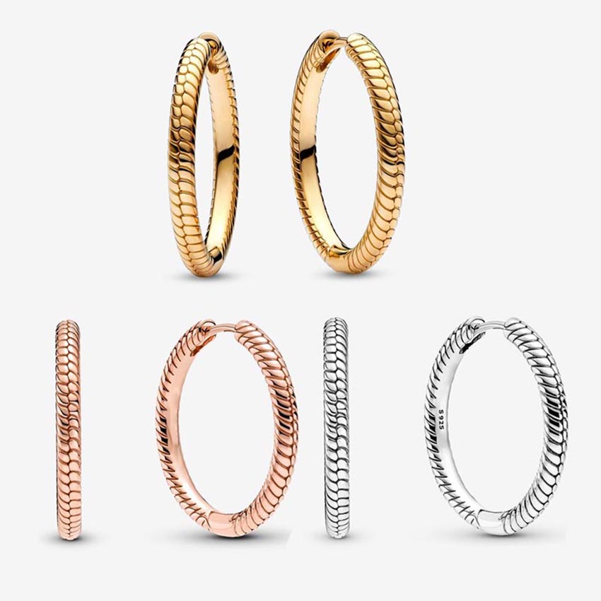 Gold Charm Hoop Earrings 925 Sterling Silver Diamond Earring For Women Party Jewelry Girlfriend Gift Circle earrings with Retail Box Set